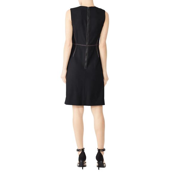Diane von Furstenburg Tedi Seam Dress Black Pink Stitching 10‎ Wool Shift Sheath - Picture 2 of 9